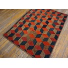 Early 20th Century American Hooked Rug with Tumbling Block Pattern