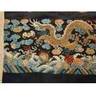 19th Century Chinese Silk & Metallic Thread Dragon Embroidery 