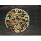 19th Century Chinese Silk & Metallic Thread Dragon Embroidery 