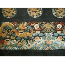 19th Century Chinese Silk & Metallic Thread Dragon Embroidery 