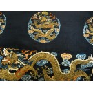 19th Century Chinese Silk & Metallic Thread Dragon Embroidery 