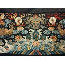 19th Century Chinese Silk & Metallic Thread Dragon Embroidery 