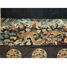 19th Century Chinese Silk & Metallic Thread Dragon Embroidery 