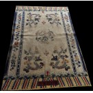 Early 20th Century Chinese Silk & Metallic Threads Carpet with Inscription 