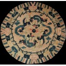 19th Century W. Chinese Round Ningxia Dragon Carpet