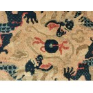 19th Century W. Chinese Round Ningxia Dragon Carpet