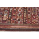 19th Century Caucasian Silk & Wool Verneh Flat-Weave Carpet 