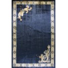 Vintage 1980s Chinese Silk Dragon & Phoenix Carpet