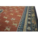 Mid 19th Century Chinese Ningxia Carpet with Hundred Deer Pattern