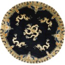 Vintage 1980s Round Chinese Peking Dragon Carpet 8' R 