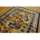 Early 20th Century Chinese Silk & Metallic Thread Foo Dog Rug