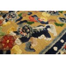 Early 20th Century Chinese Silk & Metallic Thread Foo Dog Rug