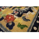 Early 20th Century Chinese Silk & Metallic Thread Foo Dog Rug