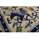 1930s Chinese Silk Carpet with Foo Dog Design 