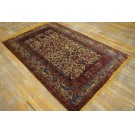 Early 20th Century Silk & Metallic Thread Persian Kashan Meditation Carpet