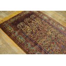 Early 20th Century Silk & Metallic Thread Persian Kashan Meditation Carpet