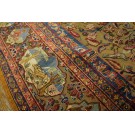 Early 20th Century Silk & Metallic Thread Persian Kashan Meditation Carpet