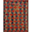 Early 20th Century American Hooked Rug with Tumbling Block Pattern