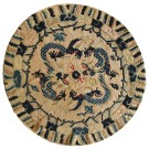 19th Century W. Chinese Round Ningxia Dragon Carpet