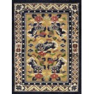 Early 20th Century Chinese Silk & Metallic Thread Foo Dog Rug